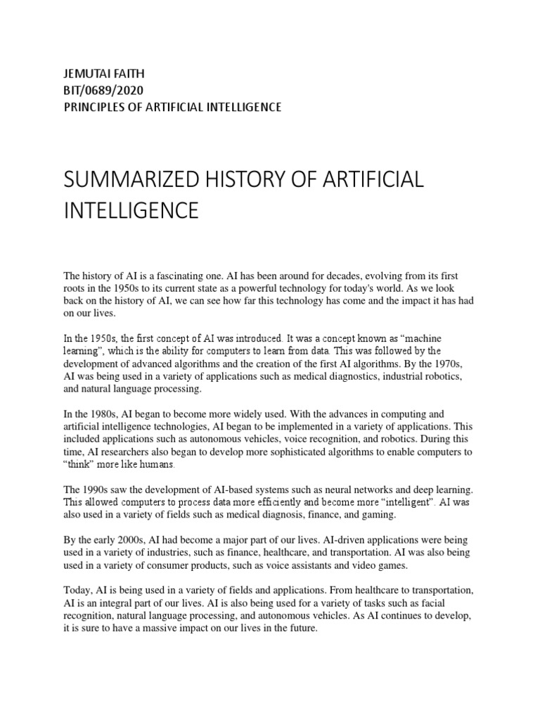 History and Evolution of Artificial Intelligence | PDF | Computers