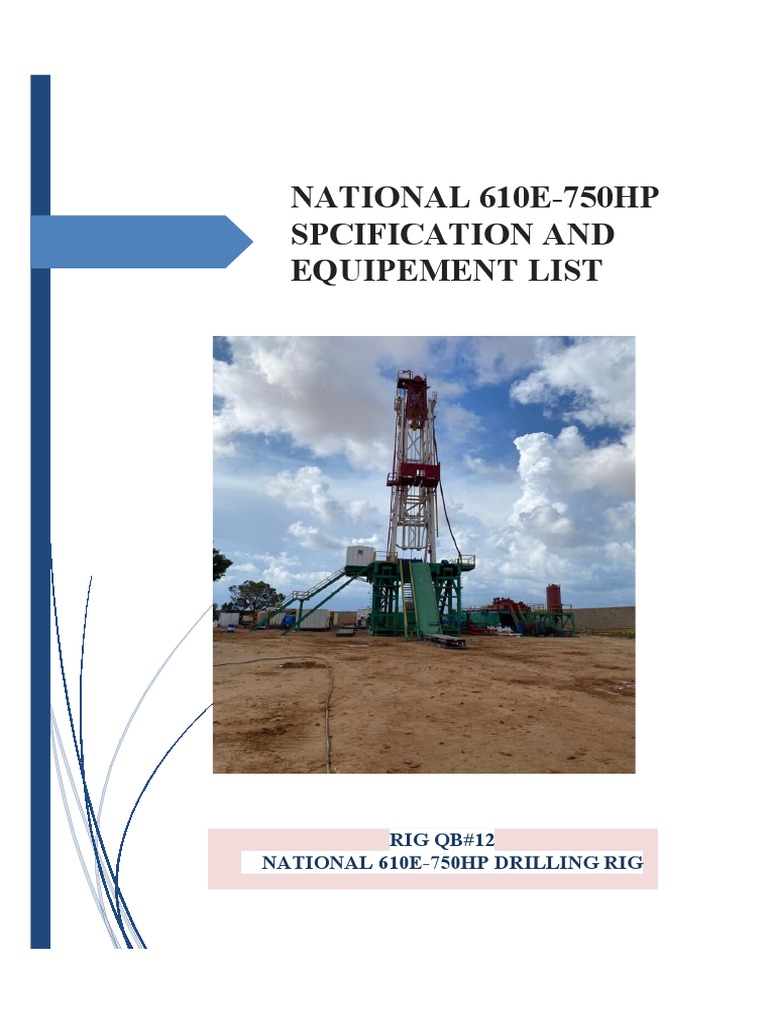 750 Drilling Rig Specification PDF Pump Engines