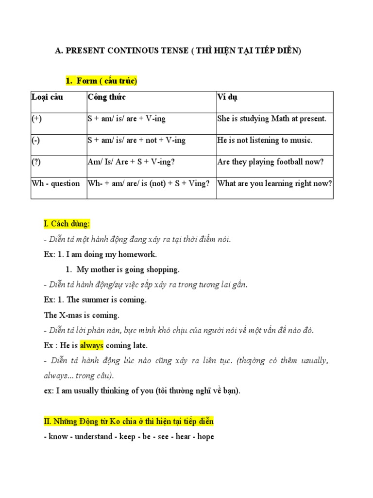 Present Continous Tense - Word | PDF | Languages | Foreign Language Studies