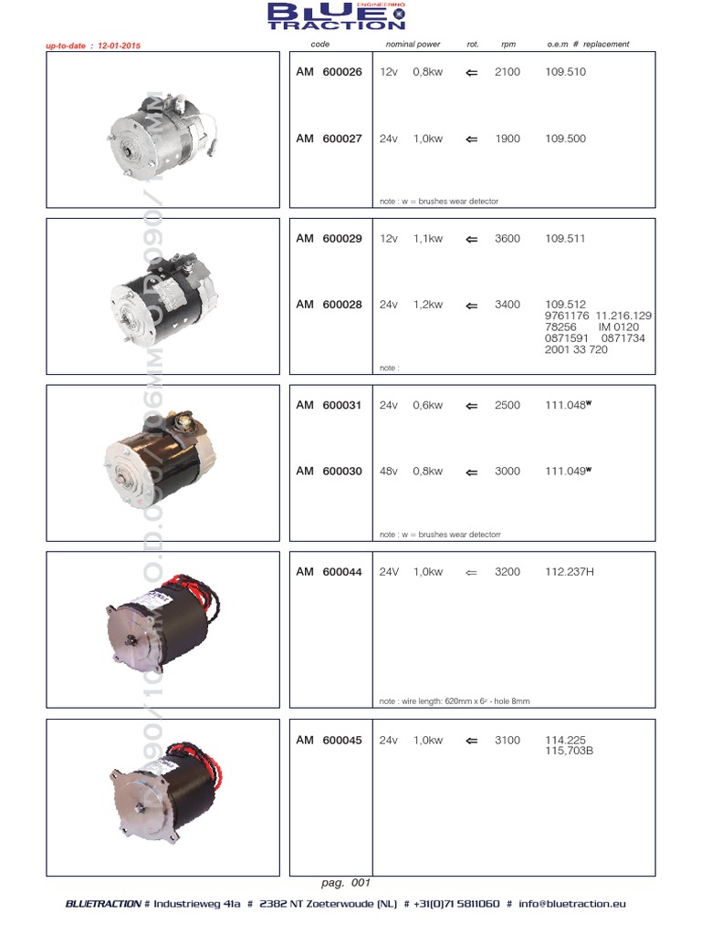 Motor Specifications and Replacements Guide | PDF