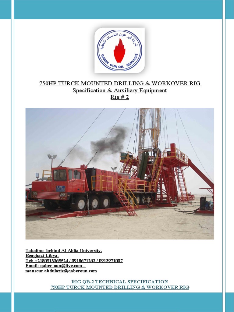 750HP Truck Mounted Workover Rig Specs | PDF | Valve | Equipment