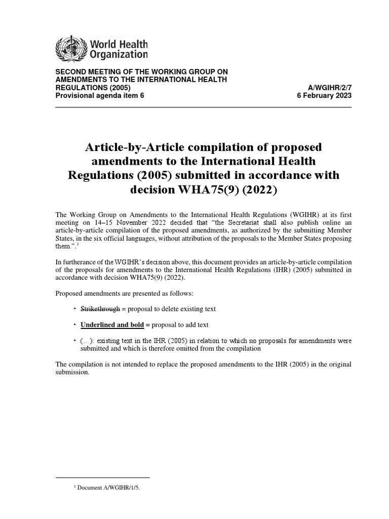 ArticlebyArticle compilation of proposed amendments to the