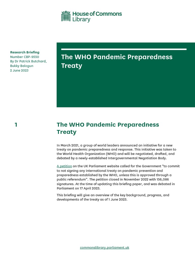 The Who Pandemic Preparedness Treaty Pdf World Health Organization