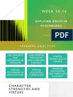 Week 15 16. Applying Positive Psychology