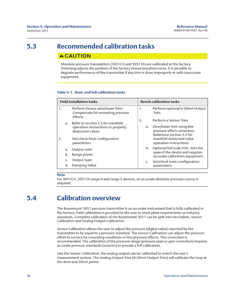 Rosemount 3051 Calibration Guide | PDF | Calibration | Pressure Measurement