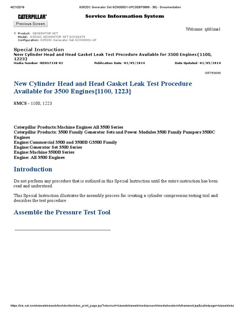 Diesel Engine Pressure Test Tool | PDF
