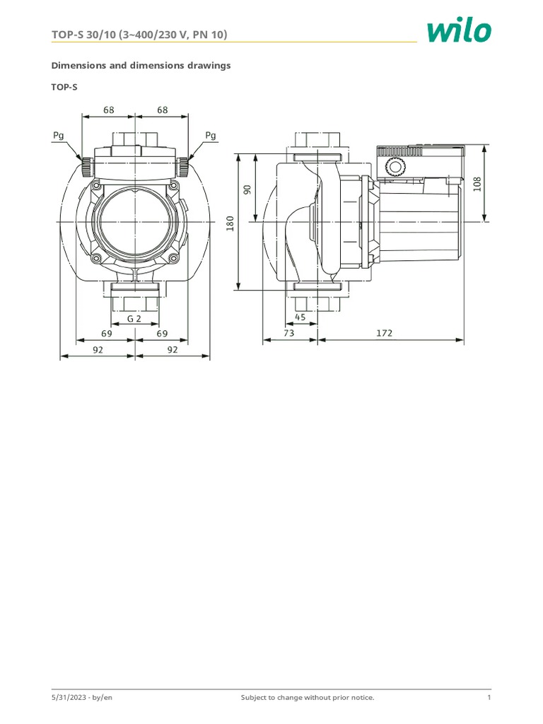 Wilo Datasheet - by - en - 2165522 - Top S 30 10 3 400 230 V PN 10 | PDF