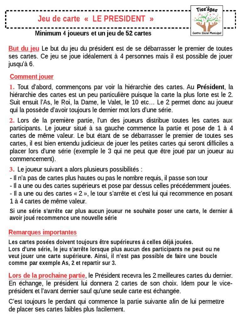 Jeu de Carte LE PRESIDENT PDF