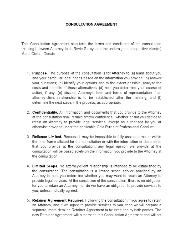 Consultation Agreement PDF AttorneyClient Privilege Lawyer