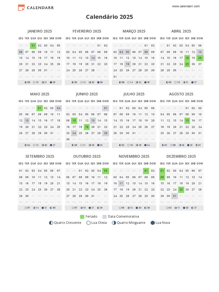 CALENDÁRIO 2022 COMPLETO COM FERIADOS NACIONAIS E LUAS DE 2022