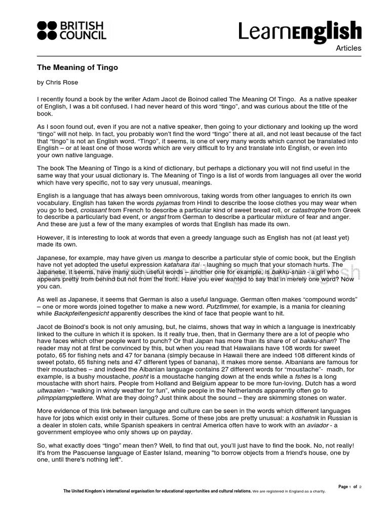 Meaning of Tin Go PDF English Language Word