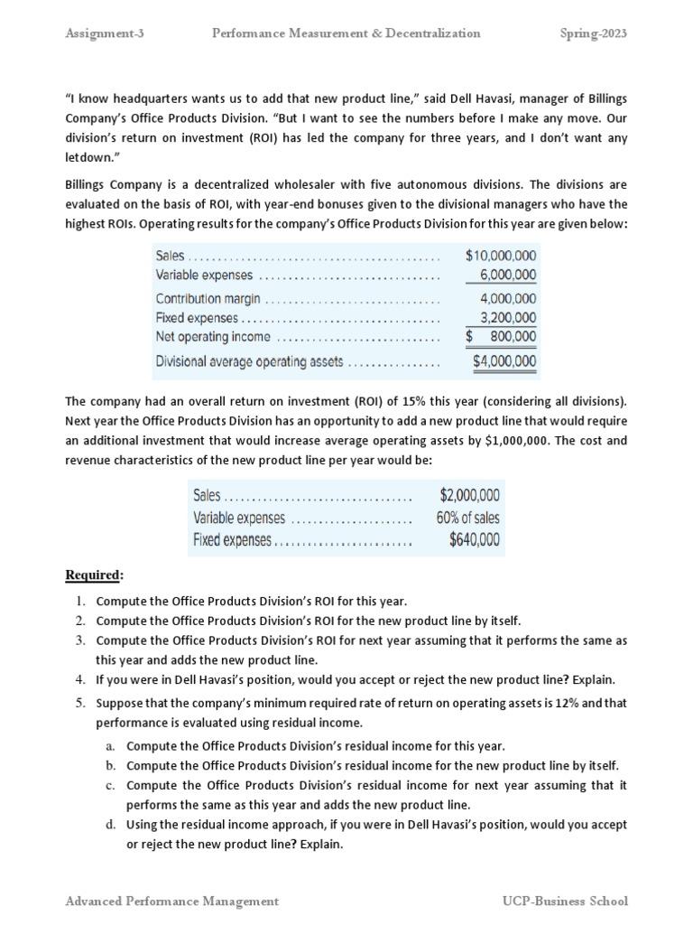 ROI and Residual Income Analysis | PDF | Finance & Money Management