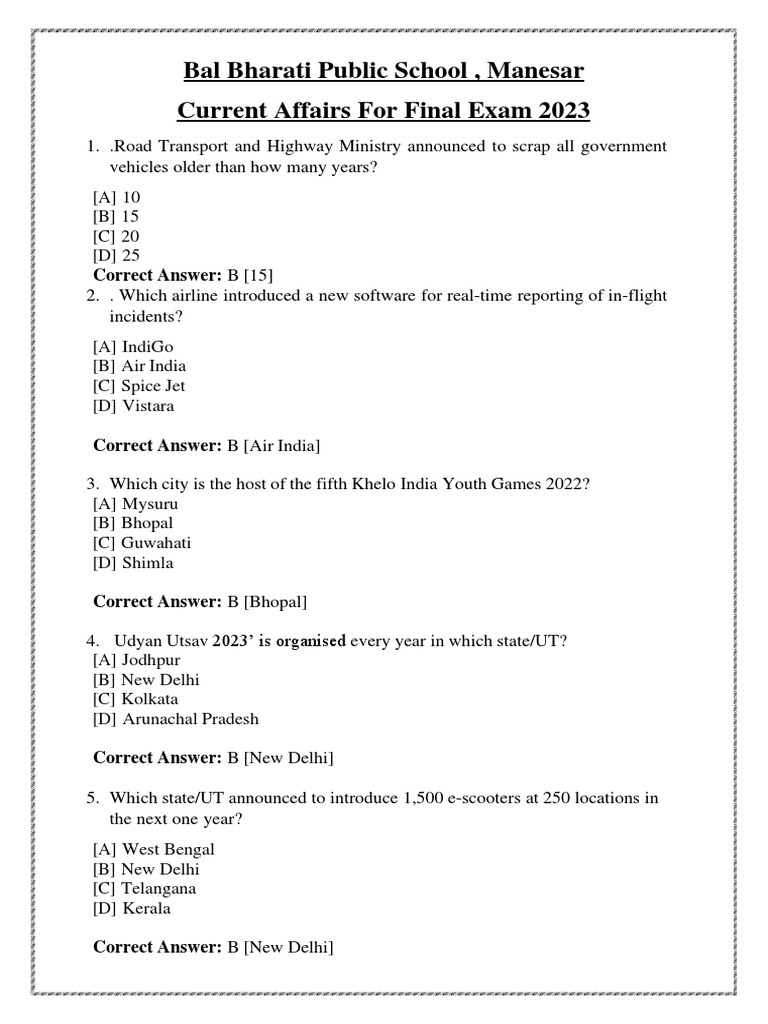 Current Affairs 2023 PDF