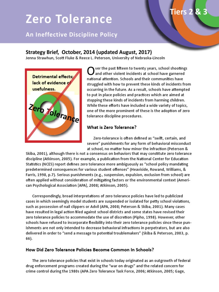 Zero Tolerance Policies in Schools Explained | PDF | School Psychology ...