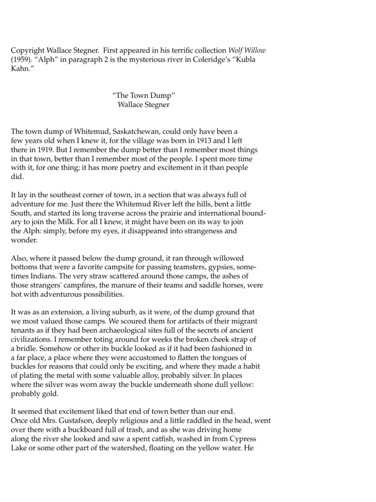 The Town Dump by Wallace Stegner PDF