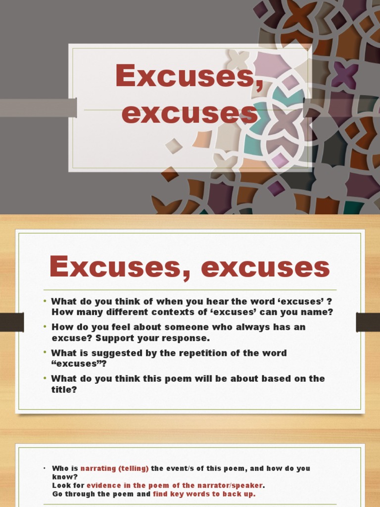 Excuses | PDF | Human Communication