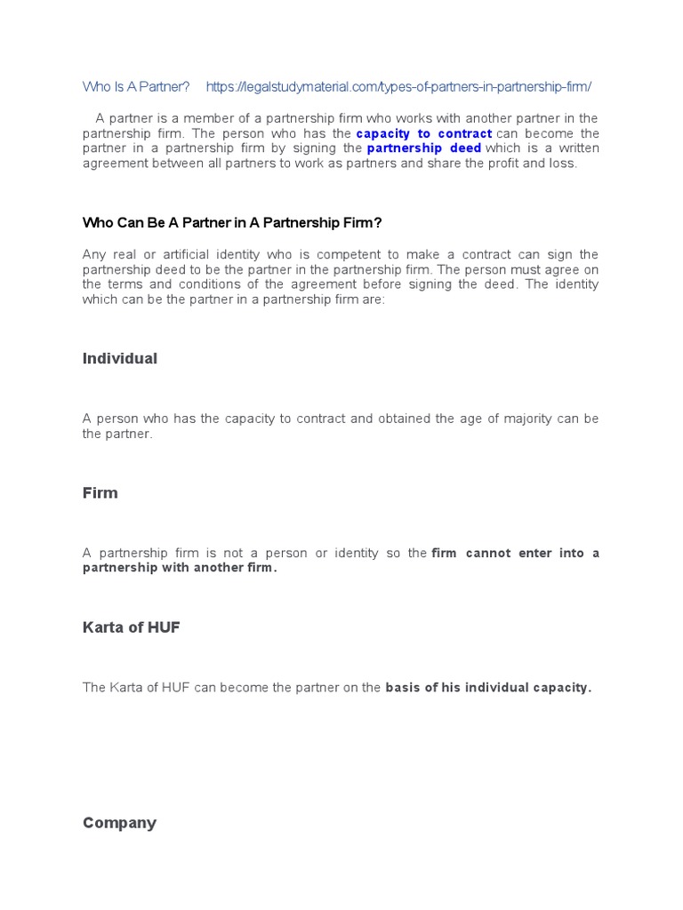 Various Types of Partners | PDF
