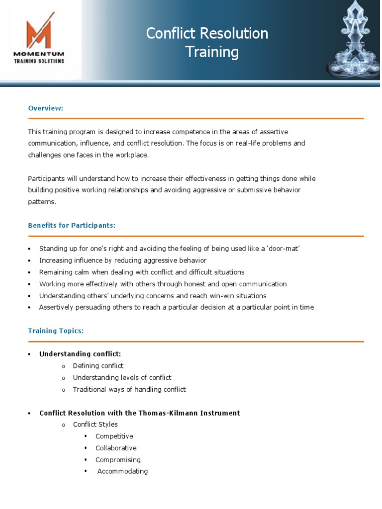 Conflict Resolution Training Proposal | PDF