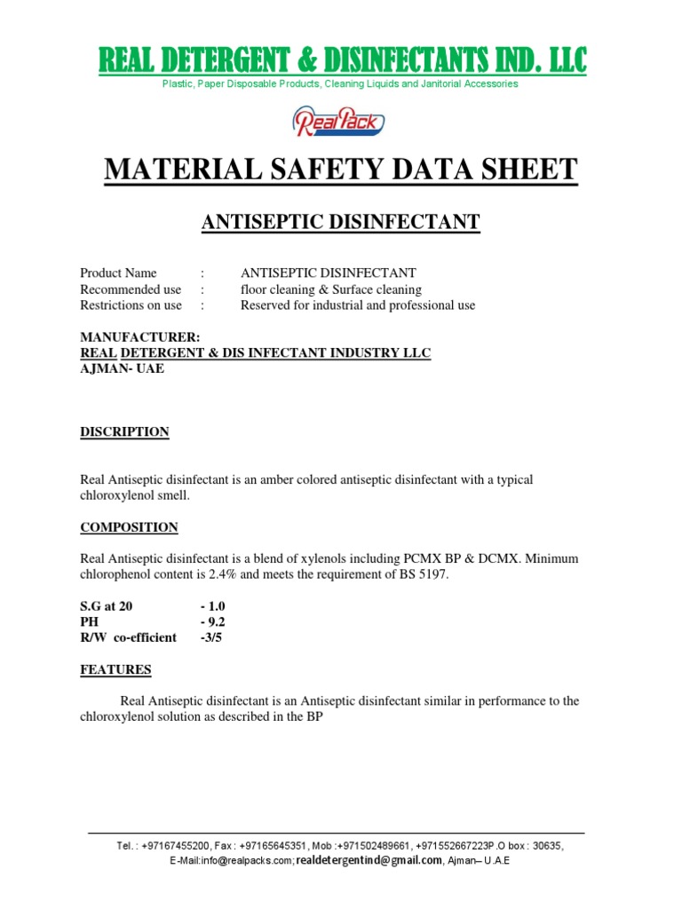 Antiseptic Disinfectant Msds PDF