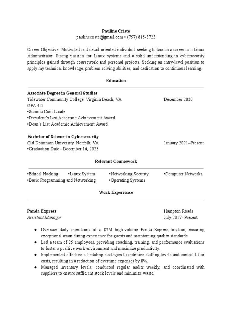 Resume 1 Linux Administrator | PDF | Computer Security | Security