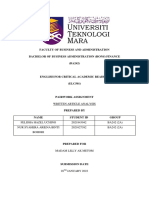 Written Article Analysis (Felisha & Nur Syahera)