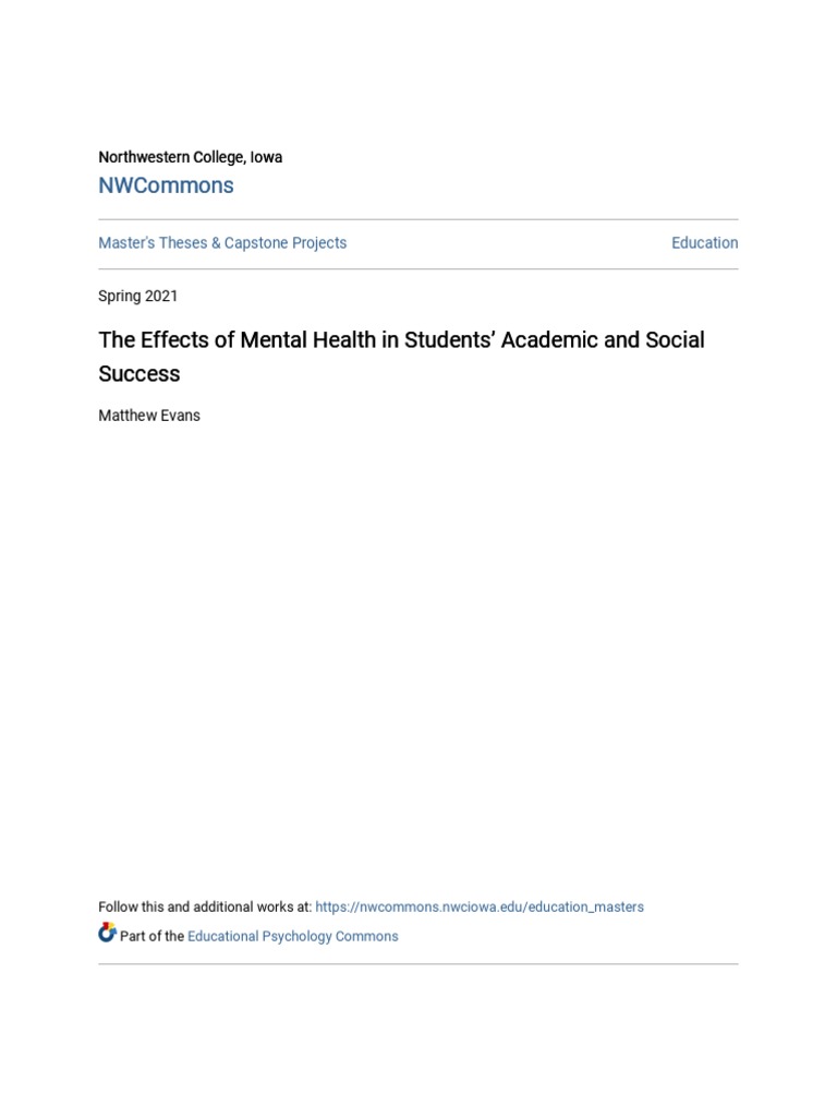 Mental Health Impact on Student Success | PDF