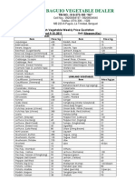 Fresh Vegetable Weekly Price Quotation August 9-15-11