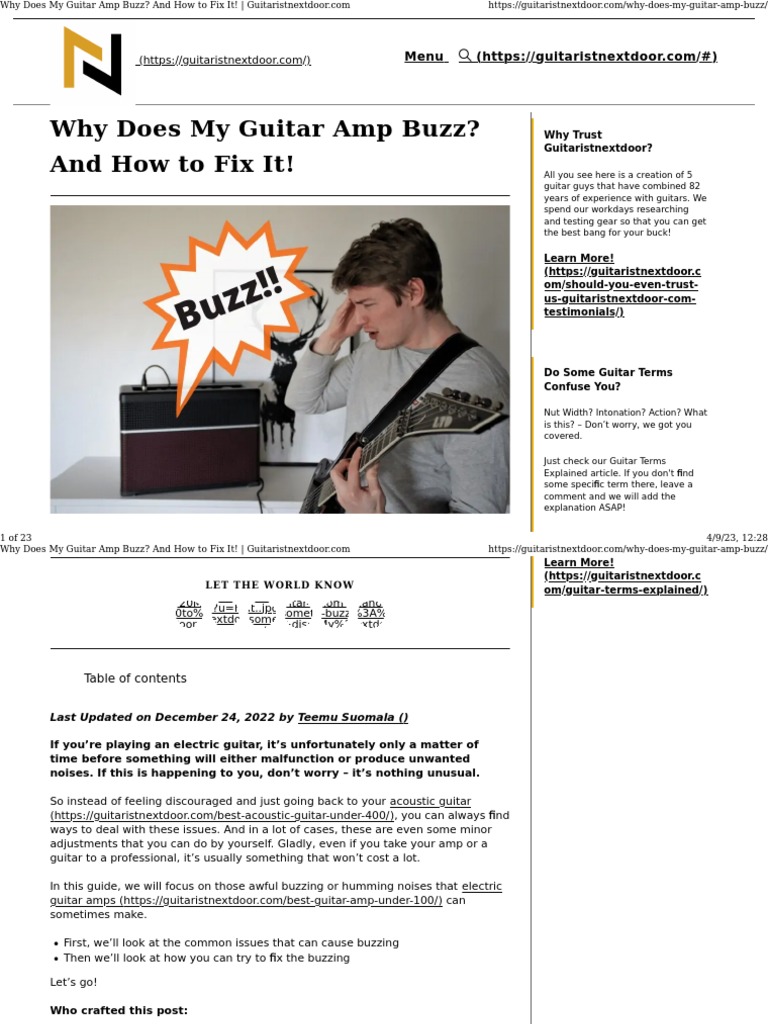 Why Does My Guitar Amp Buzz and How To Fix It! PDF Guitars