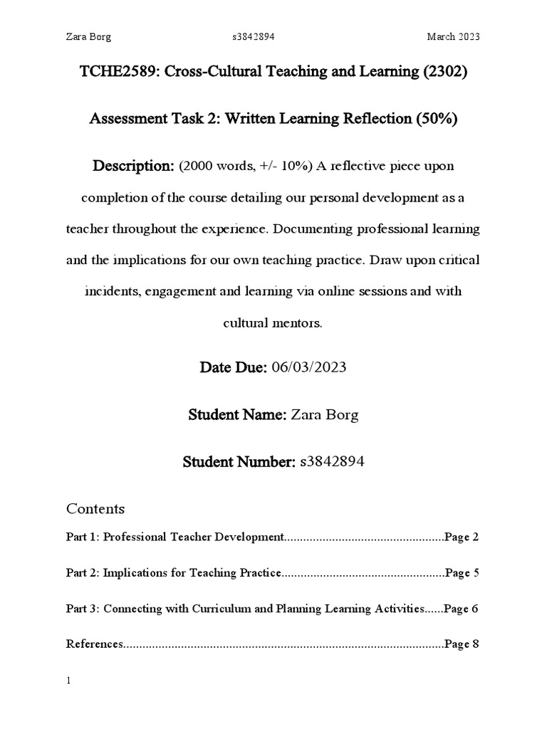 Cross-Cultural AST2 | PDF | Teachers | Learning