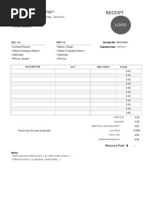 Cash Receipt Template 2 Word