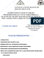 COMMUNICATION SUR Alimentation en Milieu Professionnel