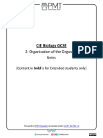 Summary Notes - Topic 2 Organisation of The Organism - CAIE Biology IGCSE