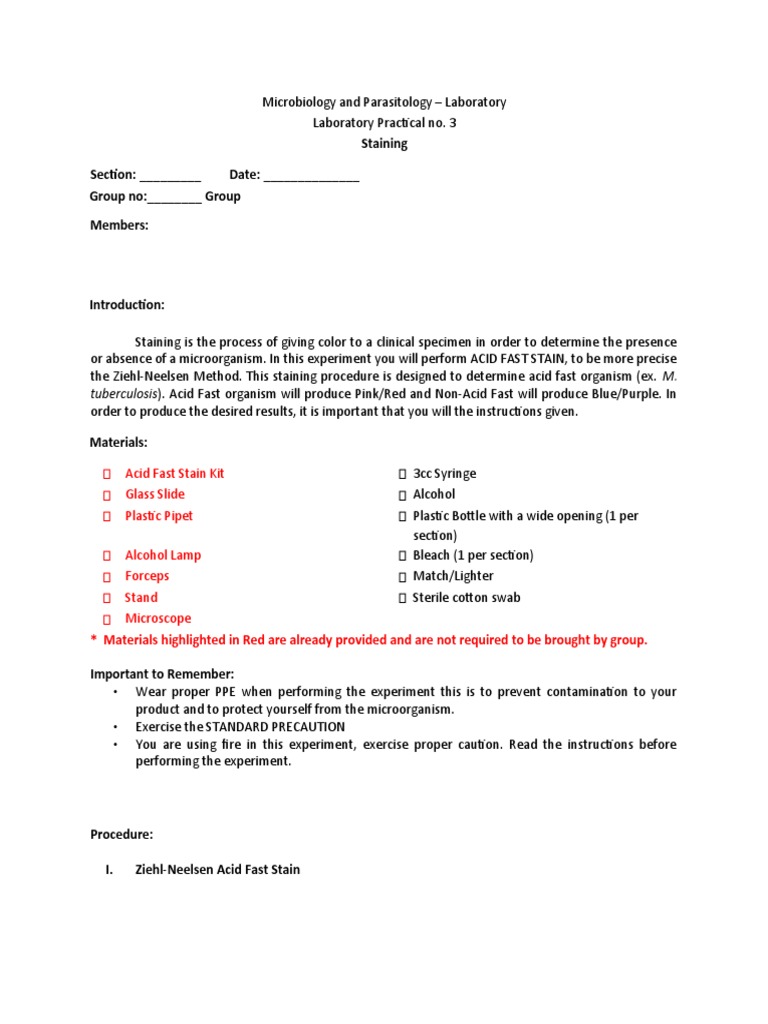 Microbiology and Parasitology - Laboratory 3 | PDF | Staining ...