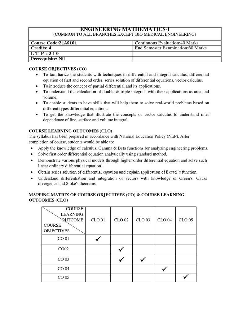 Engineering Mathematics I Course Overview | PDF | Diode | Trigonometric ...
