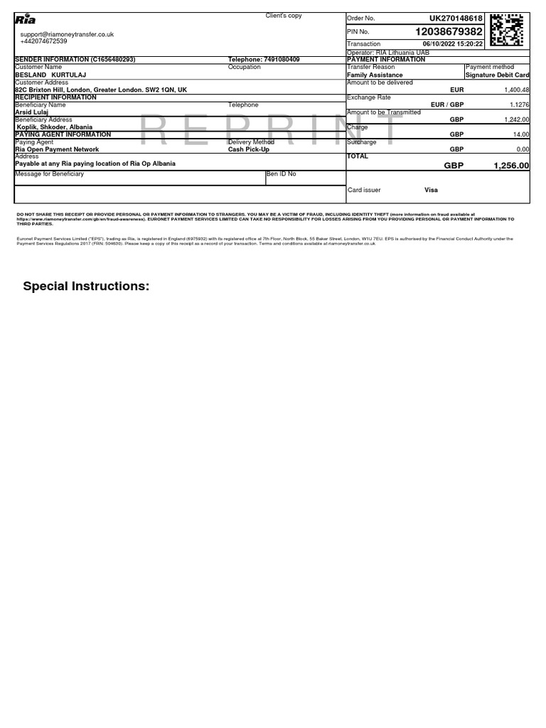 Reprint special instructions pdf payments receipt