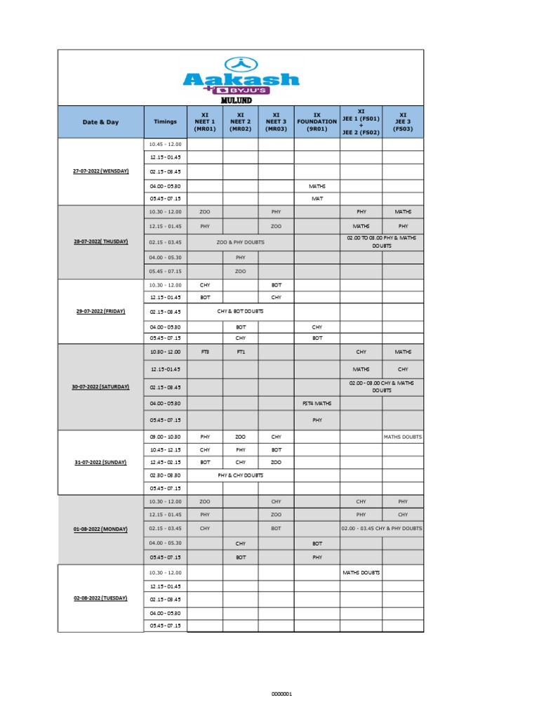 Time Table | PDF