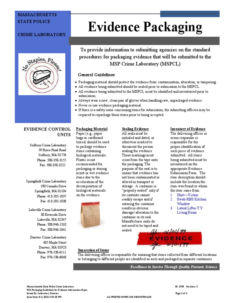 ECU Packaging Guidelines For Evidence Information Paper27053 PDF