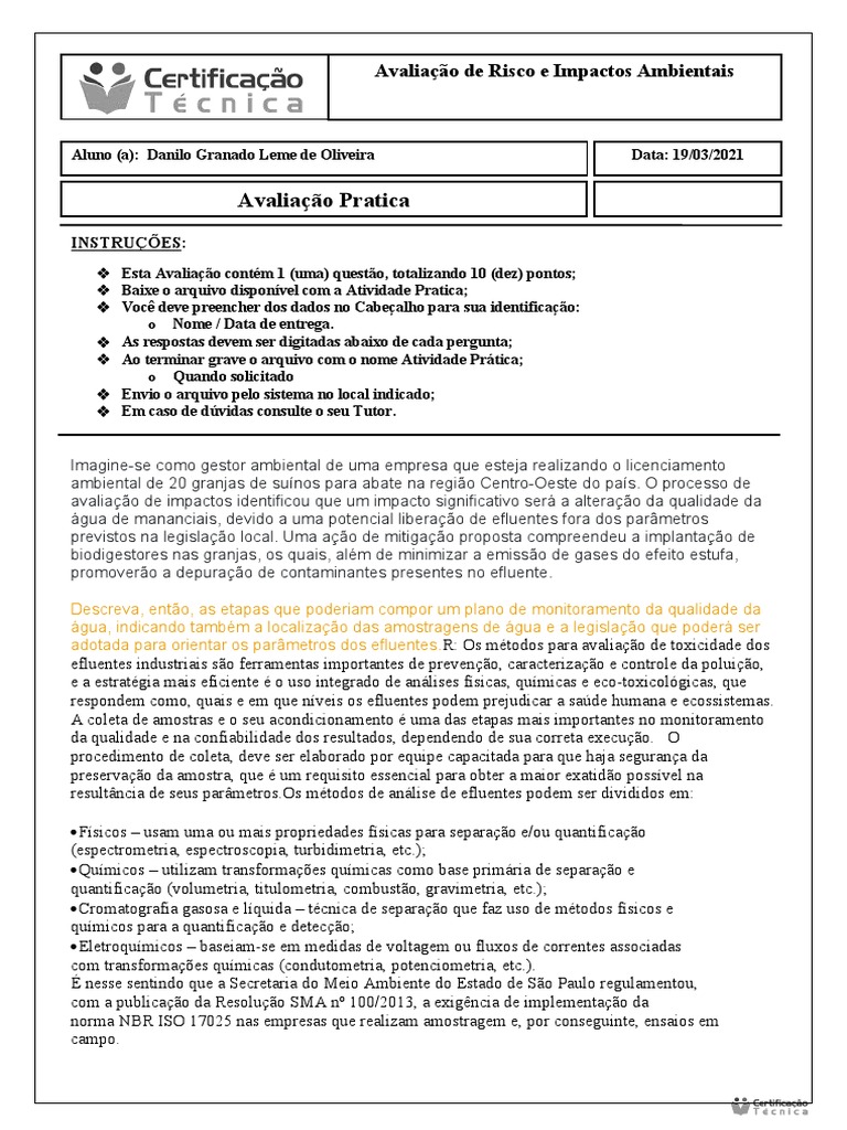 Monitoramento da Qualidade da Água em Granjas | PDF | Ambiente natural ...