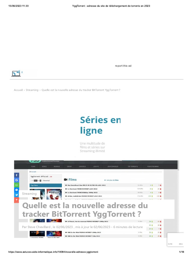 YggTorrent Adresse Du Site de Téléchargement de Torrents en 2023 PDF