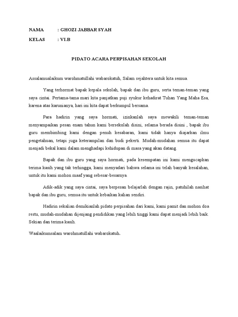 Pidato Acara Perpisahan Sekolah | PDF