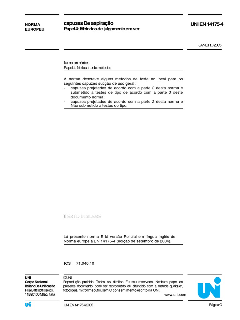 Norma en 14175-4 - Tradução | PDF | Europa | Medição