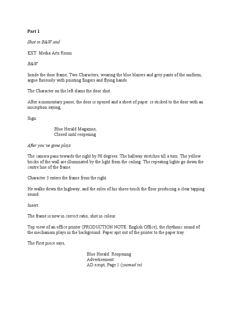 Magazine AD Screenplay PDF