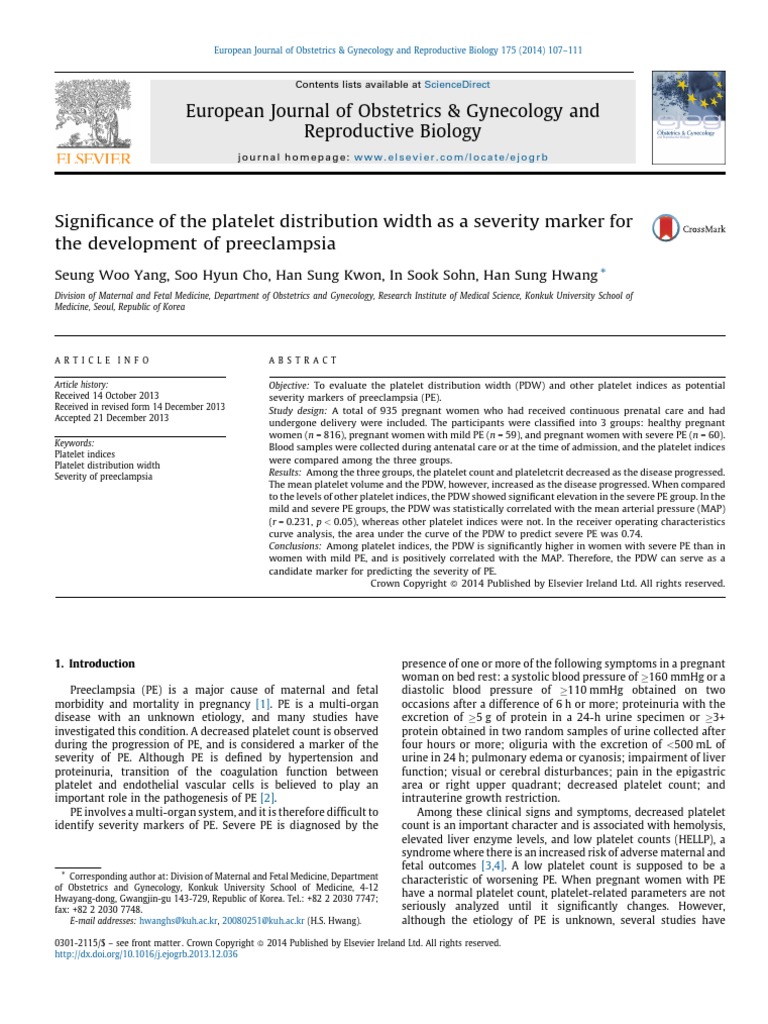 Significance of The Platelet Distribution Width As A Severity Marker For The Development of