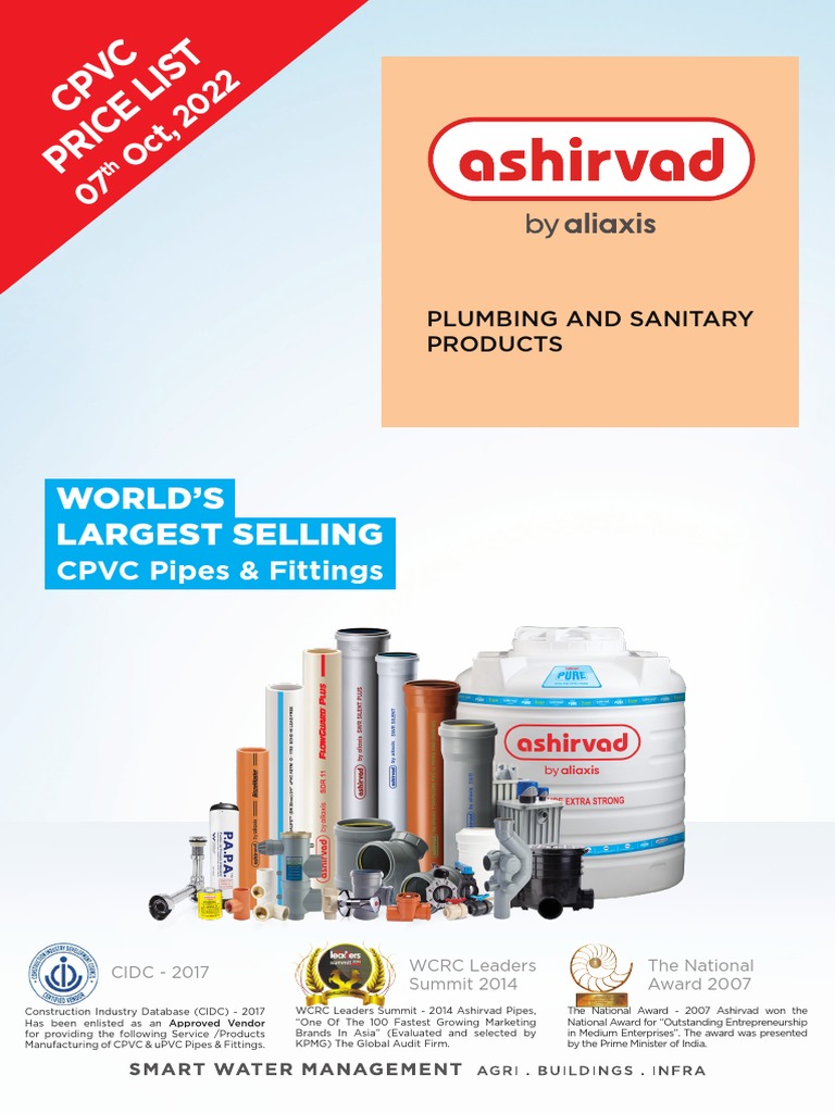 Ashirvad CPVC Pipe Price List 2022 | PDF | Pipe (Fluid Conveyance ...