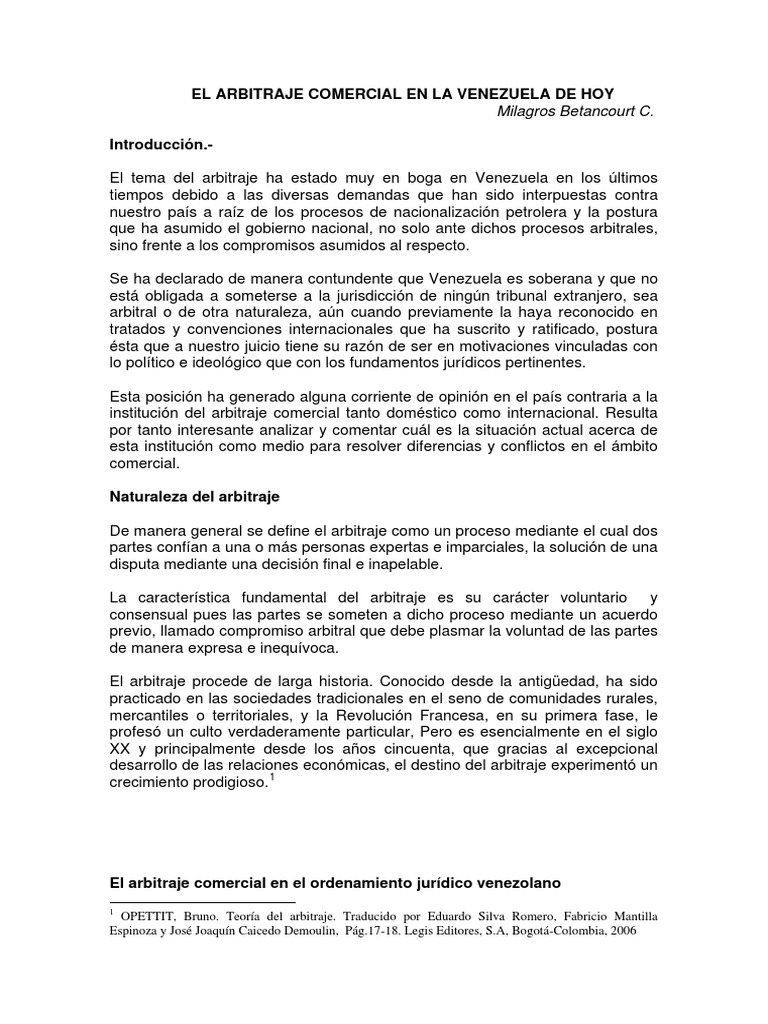 El Arbitraje En Venezuela Pdf