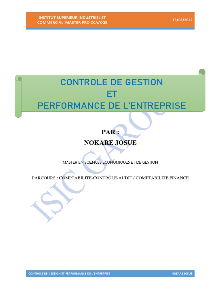 Contrôle de Gestion et Performance PME | PDF | Business | Économie d ...