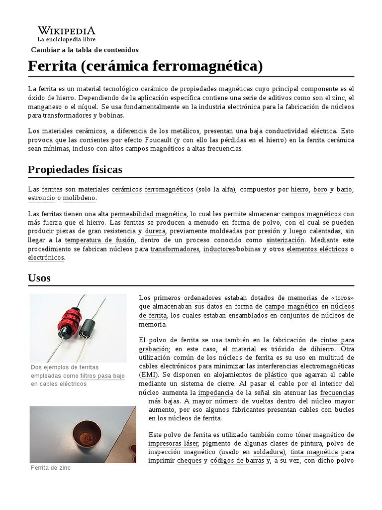 Ferrita_(cerámica_ferromagnética) | PDF | Materiales | Ciencia de los ...