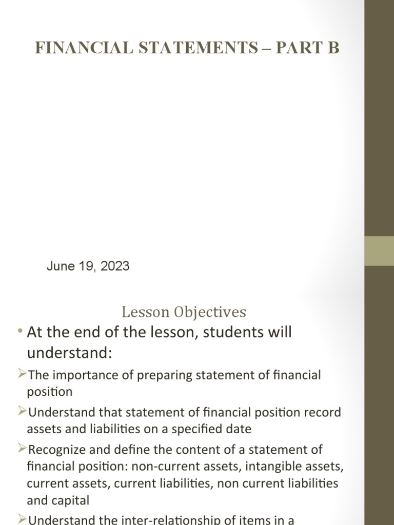 Understanding Financial Position Statements | PDF | Balance Sheet ...