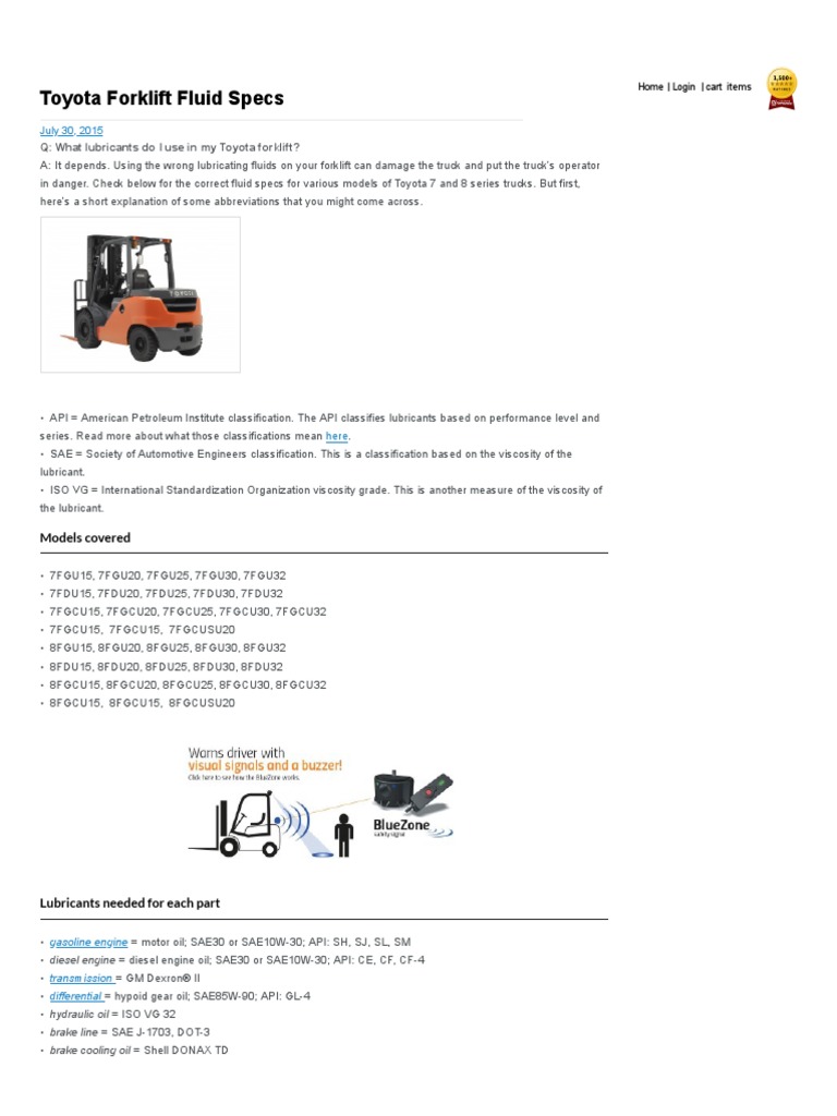Toyota Forklift Fluid Specs PDF Motor Oil Motor Vehicle