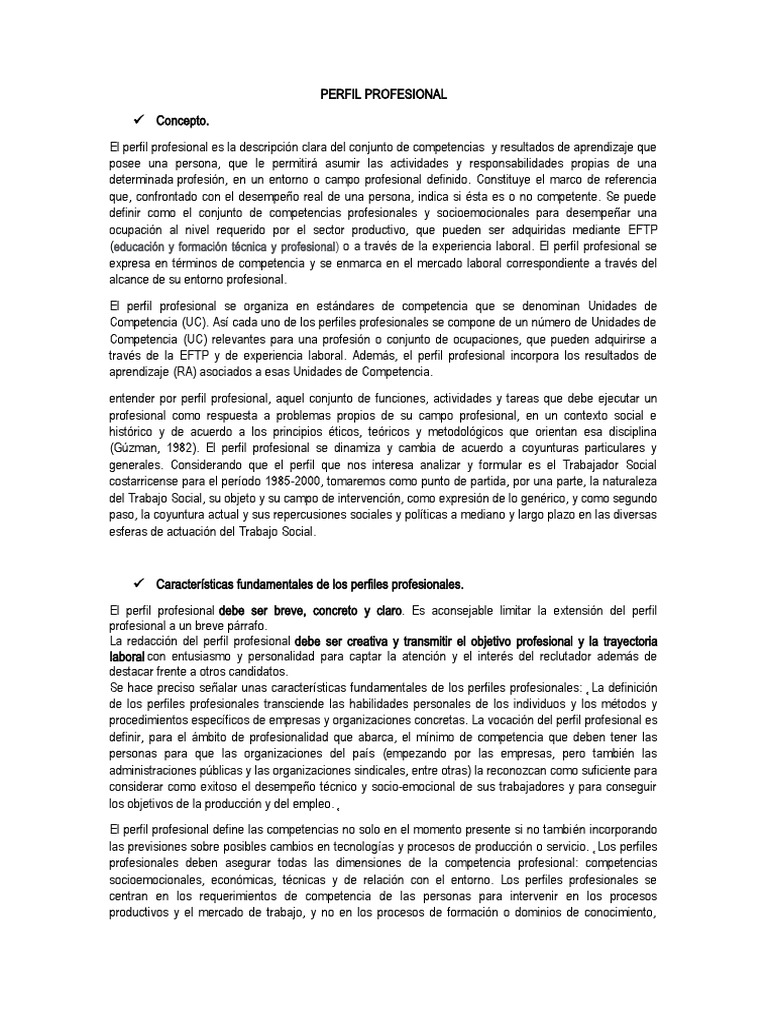 Perfil Profesional | PDF | Trabajo Social | Plan de estudios
